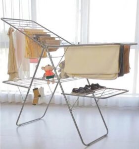 Al-Mufarrej Housewares 2-Shelves Galvanised Steel Laundry Drying Rack Silver