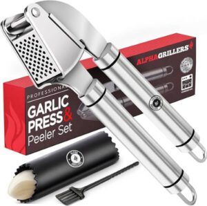 Alpha Grillers Garlic Press Stainless Steel - افضل هراسة ثوم