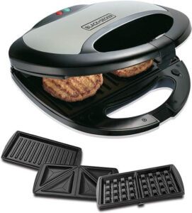 BLACK+DECKER 3-in-1 Sandwich Maker 750W TS2090-B5 - افضل شواية سندوتشات