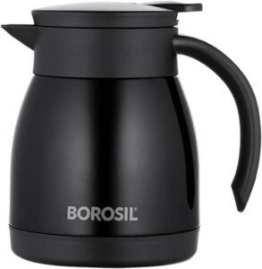 BOROSIL VACUUM INSULATED STAINLESS STEEL TEAPOT FLASK VACUUM INSULATED COFFEE POT BLACK - 500 ML - افضل ترمس شاي