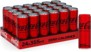 Coca-Cola Zero Calories Carbonated Soft Drink Can 355ml pack of 24 - افضل مشروب غازي