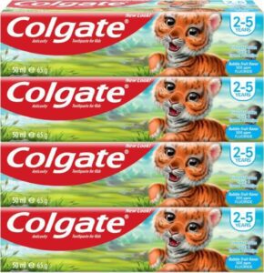 Colgate Toothpaste Kids Bubble Fruit Fluoride Toothpaste 2-5 Years 4x50 ml 4 Pack