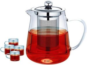 D LC Glass Teapot with Stainless Steel Infuser & Lid 950 mL