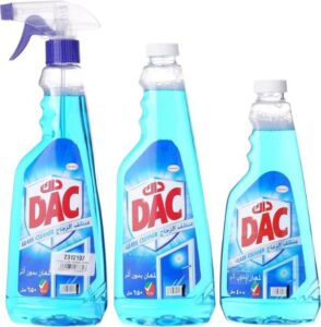 Dac Glass Cleaner For Spotless and Sparkling Surfaces Blue-White 2 x 650ML + 400ML Pack of Three - افضل منظف زجاج