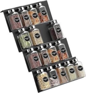 EOGILY Spice Drawer Organizer, Acrylic Spice Rack Organizer for Kitchen Drawer 4 Slanted Tier