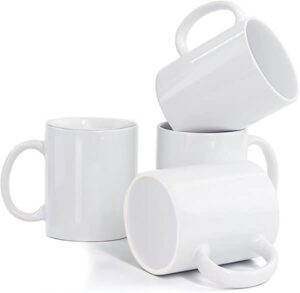 Farielyn-X Porcelain Sublimation Mugs Set of 4 12 oz White Coffee Mugs