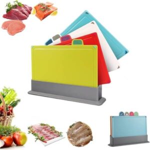 Gluckluz Cutting Boards 4pcs Chopping Board Kit with Drainage Holder