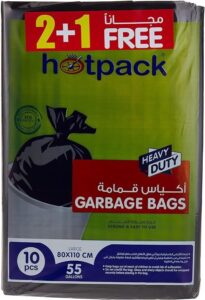 Hotpack Flat Garbage Bag 55 Gallon 80 x 110cm 30 Bags - افضل اكياس زباله