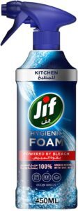 JIF Hygienic Foam Spray powered by bleach Kitchen for 100% grease removal 450ml (افضل منظفات المطبخ)