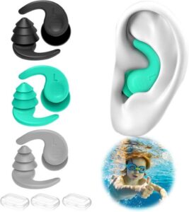 Kids Swimming Ear Plugs 3 Pairs Waterproof Reusable Silicone - أفضل سدادات أذن للسباحة