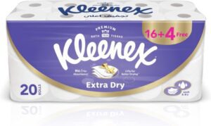 Kleenex Extra Dry Toilet Tissue Paper 3 PLY 20 Rolls x 140 Sheets - افضل مناديل حمام