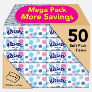 Kleenex Ultra Strong Facial Tissue 2 PLY 50 Soft Packs x 130 Sheets