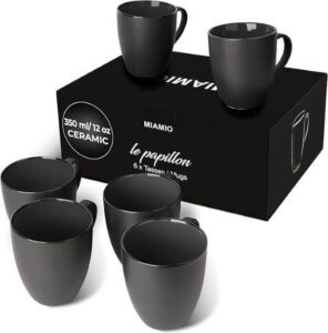 MIAMIO - 6 x 350 ml Stoneware Coffee Mug-Cup Set - افضل انواع فناجين القهوة