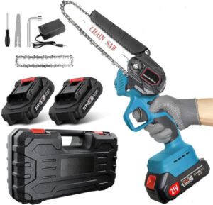 Mini Chainsaw 6 inch Cordless Electric Chain Saw with 2 Batteries