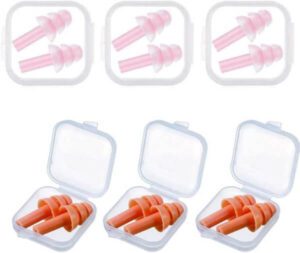 OfferDeal Silicone Noise Cancelling Ear Plugs with Carry Cases 6 Piece