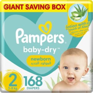 Pampers Aloe Vera Size 2 Mini 3-8kg Giant Box Giant Box 168 Taped Diapers