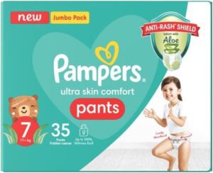 Pampers Aloe Vera Size 7 Extra Large 17+kg Jumbo Pack 35 Pants Diapers