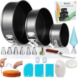 RFAQK Springform pan set leakproof Cake Pan Set-3 Round Baking Pans 4-7-9 Inch - افضل قوالب كيك