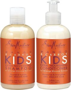 SHEA MOISTURE Mango & Carrot KIDS Extra-Nourishing Shampoo and Conditioner 8 fl oz - أفضل شامبو للاطفال للشعر الجاف