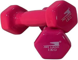 SKY LAND Classical Head Vinyl Dumbbells 1Kg Dumbbells X 2 Pink-EM-9219-1 - افضل انواع الدمبل