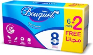 Sanita Bouquet Toilet Paper 3Ply 6+2 Rolls White