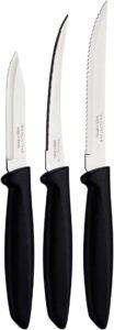 Tramontina Plenus 3 Pieces Knife Set with Stainless Steel Blade and Black Polypropylene Handle - افضل سكين