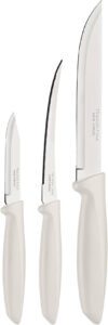 Tramontina Plenus 3 Pieces Knife Set with Stainless Steel Blade and White Polypropylene Handle