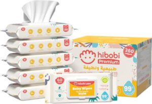 hibobi 99% Pure Water Baby Wipes With Aloe Gentle Cleansing Baby Wipes 6 Packs